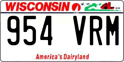 WI license plate 954VRM