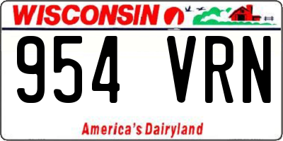 WI license plate 954VRN