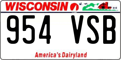 WI license plate 954VSB