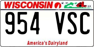 WI license plate 954VSC