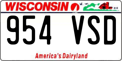 WI license plate 954VSD
