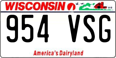 WI license plate 954VSG