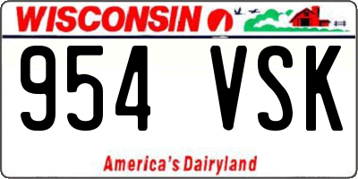 WI license plate 954VSK