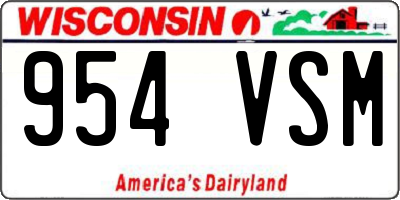 WI license plate 954VSM
