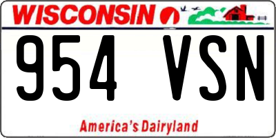 WI license plate 954VSN