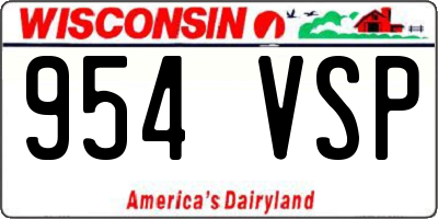 WI license plate 954VSP