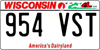 WI license plate 954VST