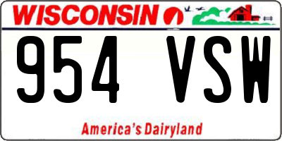 WI license plate 954VSW