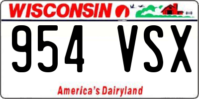 WI license plate 954VSX