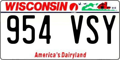 WI license plate 954VSY
