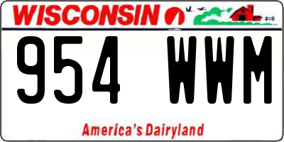 WI license plate 954WWM