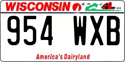 WI license plate 954WXB
