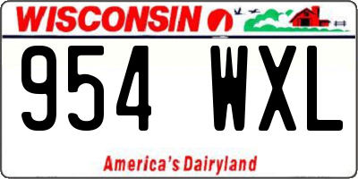 WI license plate 954WXL