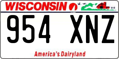 WI license plate 954XNZ