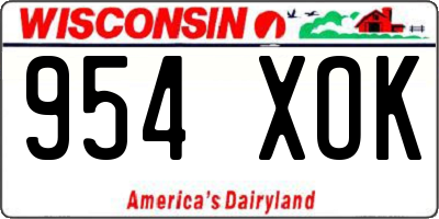 WI license plate 954XOK