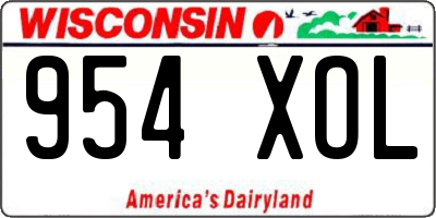 WI license plate 954XOL