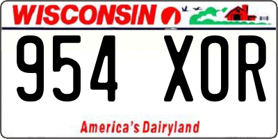 WI license plate 954XOR