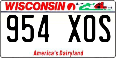 WI license plate 954XOS