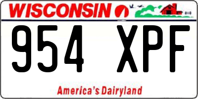 WI license plate 954XPF