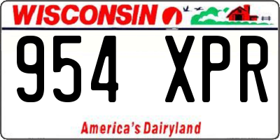 WI license plate 954XPR