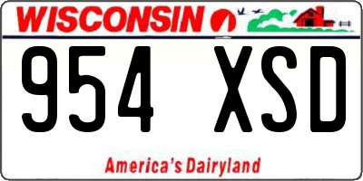 WI license plate 954XSD
