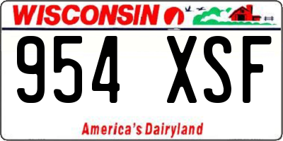 WI license plate 954XSF