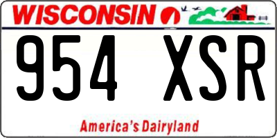 WI license plate 954XSR