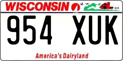 WI license plate 954XUK