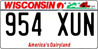 WI license plate 954XUN