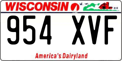 WI license plate 954XVF