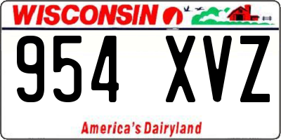 WI license plate 954XVZ