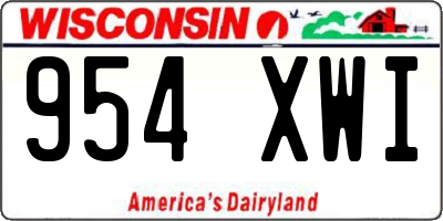 WI license plate 954XWI