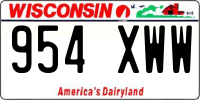 WI license plate 954XWW