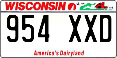 WI license plate 954XXD