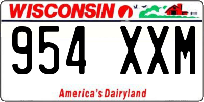 WI license plate 954XXM
