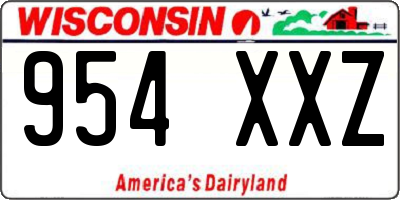 WI license plate 954XXZ