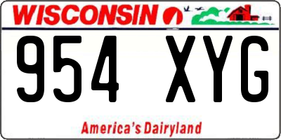 WI license plate 954XYG