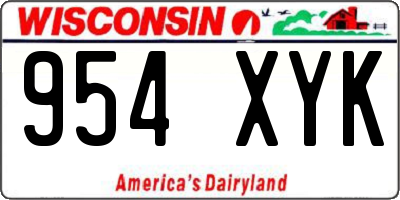 WI license plate 954XYK