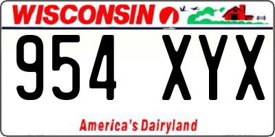 WI license plate 954XYX