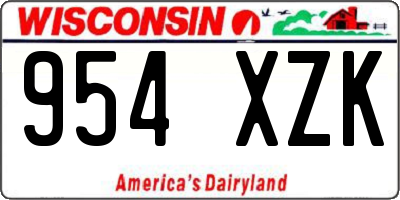 WI license plate 954XZK