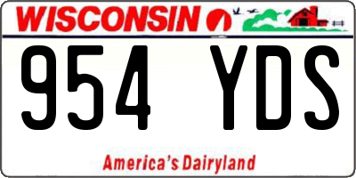 WI license plate 954YDS