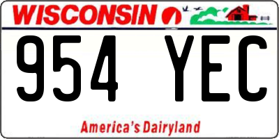 WI license plate 954YEC