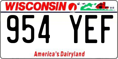 WI license plate 954YEF