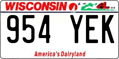 WI license plate 954YEK