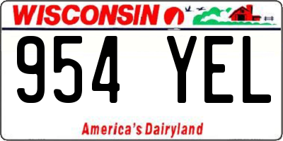 WI license plate 954YEL