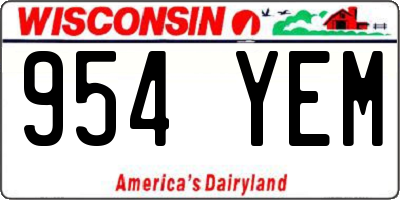 WI license plate 954YEM