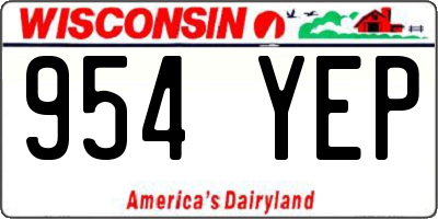 WI license plate 954YEP