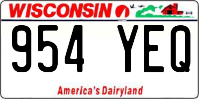 WI license plate 954YEQ