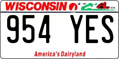 WI license plate 954YES