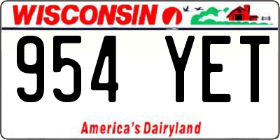 WI license plate 954YET